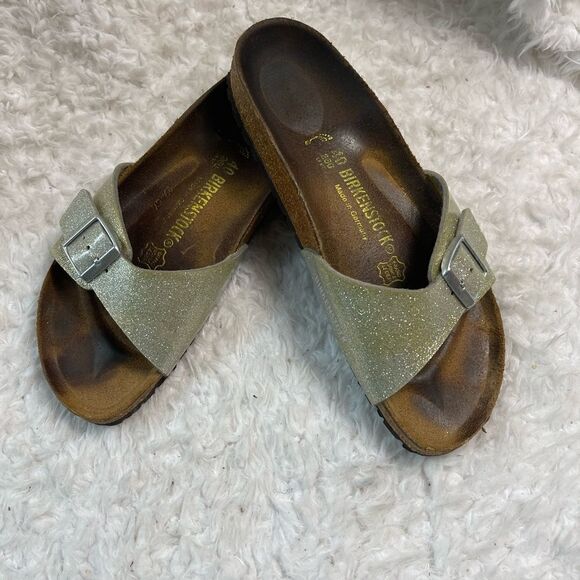 Birkenstock Madrid Matte Metallic glitter silver and Gold silver buckle … - Picture 3 of 10